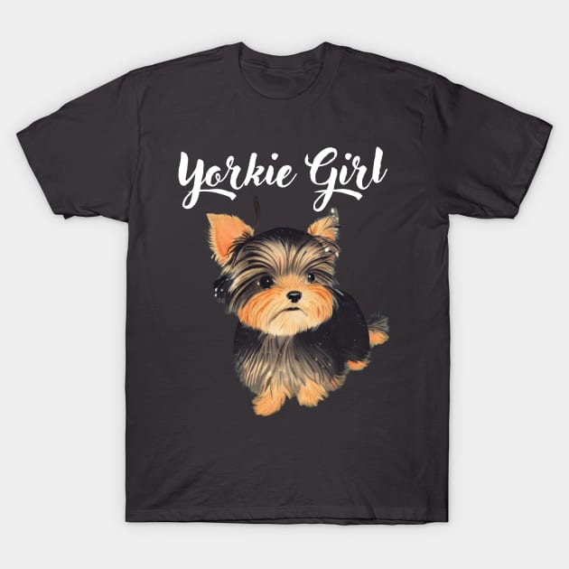 Just A Yorkie Girl Who Loves Cute Teacup Yorkie Puppy T-Shirt by Mochabonk